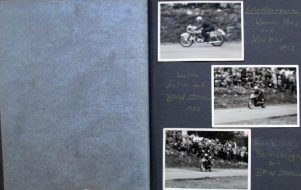 Motorbike-Racingsport Photoalbum "Grasbahnrennen Zeven, Rhade, Schottenring" 1952 Album with 54 original photos (9430)